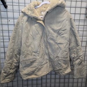 Women's Cream Jacket with Faux Fur Lining